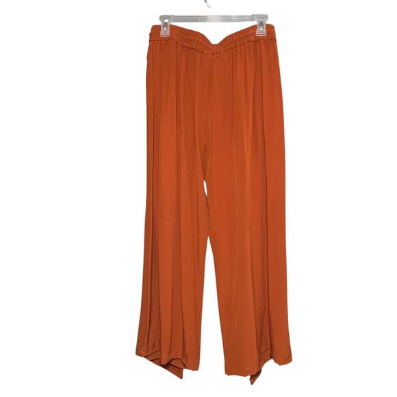 Chloe Pants Womens Size 30 US / 40 EU Amber Rose Pure Silk Slit Wide Leg Modern - Picture 4 of 12